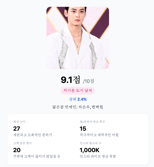 차은우 결과 예시
